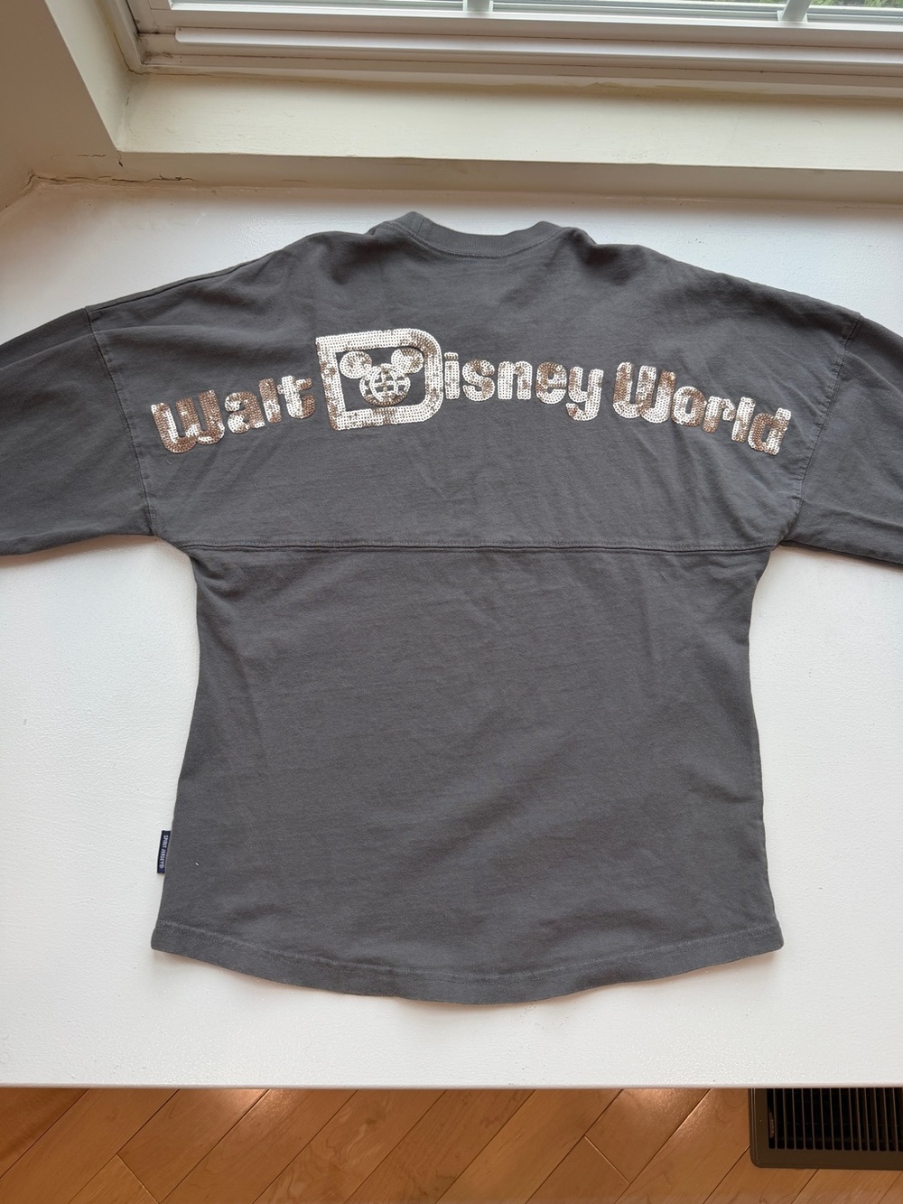 Disney Parks Spirit Jersey Gray Long Sleeve Mickey Mouse Sequence XS - Picture 3 of 9